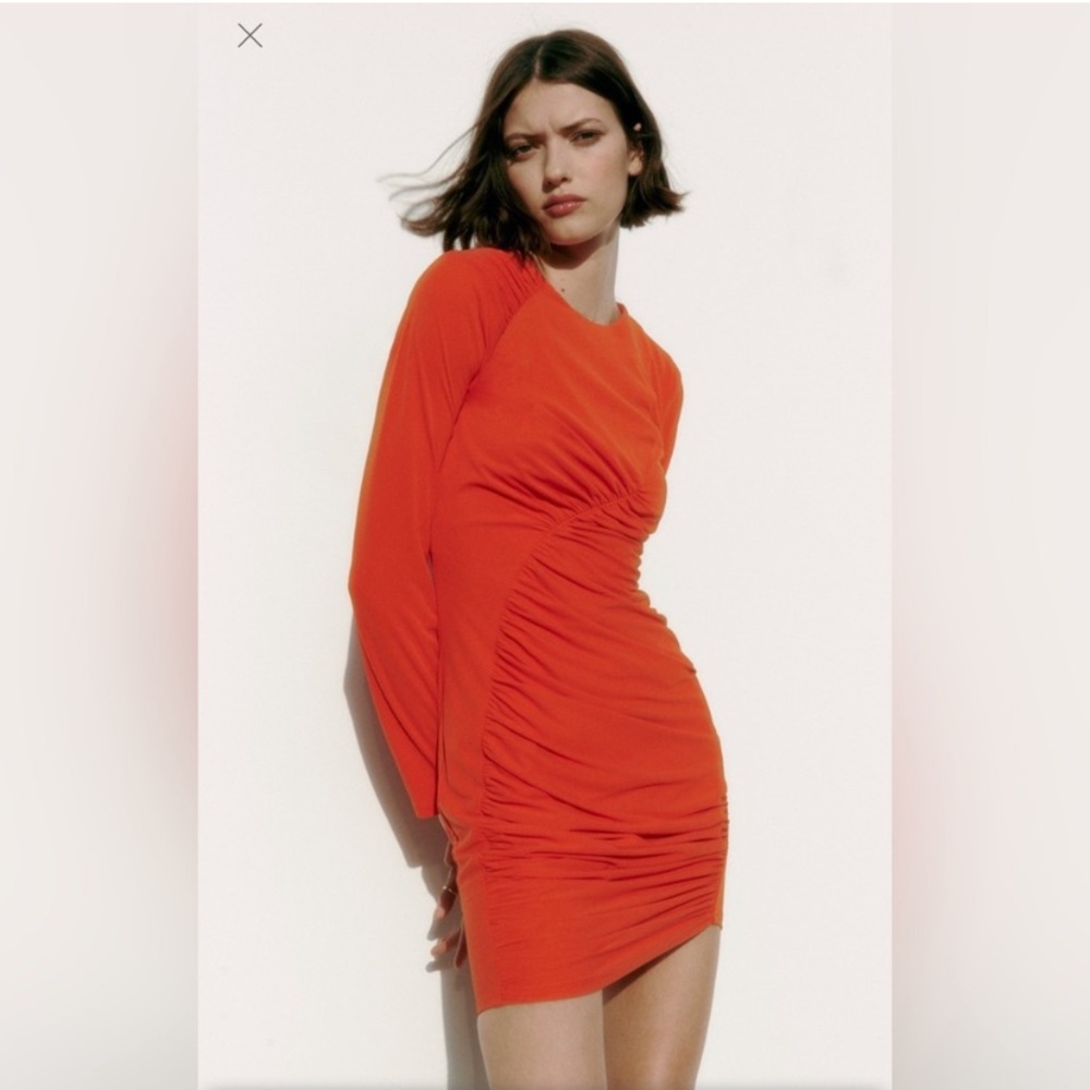 ZARA RUCHED SEAM DRESS NWT BLOGGER FAVORITE